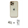 iPhone 12 Pro Kılıf Vadi Minimal - Şeffaf Uv Polymer Nano Ekran Koruyucu + Rainbow Kamera Lens Koruma Cam - GD