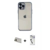 iPhone 12 Pro Kılıf Vadi Minimal - Şeffaf Uv Polymer Nano Ekran Koruyucu + Rainbow Kamera Lens Koruma Cam - GD
