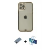 iPhone 12 Pro Max Kılıf Eksen Minimal Koleksiyonu - Siyah 3D Antistatik Seramik Nano Ekran Koruyucu + Shine Kamera Lens Koruma Cam - SH