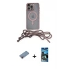 iPhone 12 Pro Max Kılıf Eksen Özel Seri - Siyah 34D Izgaralı Cam + Shine Kamera Lens Koruma Cam - PE