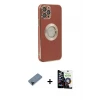 iPhone 12 Pro Max Kılıf İz Form Serisi - Şeffaf Temperli Cam Ekran Koruyucu + Shine Kamera Lens Koruma Cam - SH