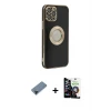 iPhone 12 Pro Max Kılıf İz Form Serisi - Şeffaf Temperli Cam Ekran Koruyucu + Shine Kamera Lens Koruma Cam - SH