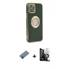 iPhone 12 Pro Max Kılıf İz Form Serisi - Şeffaf Temperli Cam Ekran Koruyucu + Shine Kamera Lens Koruma Cam - SH