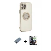 iPhone 12 Pro Max Kılıf İz Form Serisi - Şeffaf Temperli Cam Ekran Koruyucu + Shine Kamera Lens Koruma Cam - SH