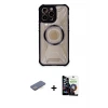 iPhone 12 Pro Max Kılıf Kutup Modern - Şeffaf Temperli Cam Ekran Koruyucu + Renkli Kamera Lens Koruma Cam - MI