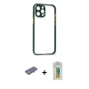 iPhone 12 Pro Max Kılıf Nova Asil Özel Seri - Siyah Polymer Nano Ekran Koruyucu + Renkli Kamera Lens Koruma Cam - MI