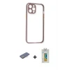 iPhone 12 Pro Max Kılıf Nova Asil Özel Seri - Siyah Polymer Nano Ekran Koruyucu + Renkli Kamera Lens Koruma Cam - MI