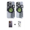 iPhone 12 Pro Max Kılıf Nova Doku Koleksiyonu - Şeffaf Uv Polymer Nano Ekran Koruyucu + Neon Fosforlu Kamera Lens - SI