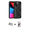 iPhone 13 Pro Max Kılıf Ahenk Klasik Koleksiyonu - Siyah Bilvis 3D Mat Cam Ekran Koruyucu + Rainbow Kamera Lens Koruma Cam - BZ
