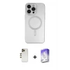 iPhone 13 Pro Max Kılıf Akış Minimal Özel Seri - Siyah Bilvis 5in1 3D Magic Cam Ekran Koruyucu + Shine Kamera Lens - GD