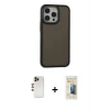 iPhone 13 Pro Max Kılıf Eksen Işık - Siyah 6D Mat Seramik Hayalet Nano Ekran Koruyucu + Shine Kamera Lens - GD