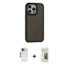 iPhone 13 Pro Max Kılıf Eksen Işık - Siyah 6D Mat Seramik Hayalet Nano Ekran Koruyucu + Shine Kamera Lens - GD