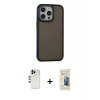 iPhone 13 Pro Max Kılıf Eksen Işık - Siyah 6D Mat Seramik Hayalet Nano Ekran Koruyucu + Shine Kamera Lens - GD