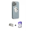 iPhone 13 Pro Max Kılıf İz Form Serisi - Siyah Bilvis 5in1 3D Magic Cam Ekran Koruyucu + Rainbow Kamera Lens Koruma Cam - REGD