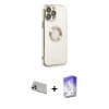 iPhone 13 Pro Max Kılıf İz Form Serisi - Siyah Bilvis 5in1 3D Magic Cam Ekran Koruyucu + Rainbow Kamera Lens Koruma Cam - REGD