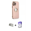iPhone 13 Pro Max Kılıf İz Form Serisi - Siyah Bilvis 5in1 3D Magic Cam Ekran Koruyucu + Rainbow Kamera Lens Koruma Cam - REGD