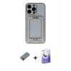 iPhone 13 Pro Max Kılıf Kozmos Minimal Prime - Siyah Bilvis 5in1 5D Magic Hayalet Cam Ekran Koruyucu + Metal Kamera Lens Koruma Cam - KI