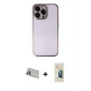 iPhone 13 Pro Max Kılıf Vadi Minimal - Siyah 6D Mat Seramik Hayalet Nano Ekran Koruyucu + Rainbow Kamera Lens Koruma Cam - BZ