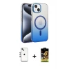 iPhone 14 Kılıf Ahenk Doku Özel Seri - Siyah Buffer Cam Ekran Koruyucu + Shine Kamera Lens - GI