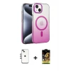 iPhone 14 Kılıf Ahenk Doku Özel Seri - Siyah Buffer Cam Ekran Koruyucu + Shine Kamera Lens - GI