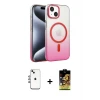 iPhone 14 Kılıf Ahenk Doku Özel Seri - Siyah Buffer Cam Ekran Koruyucu + Shine Kamera Lens - GI