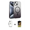 iPhone 14 Kılıf Ahenk Doku Özel Seri - Siyah Buffer Cam Ekran Koruyucu + Shine Kamera Lens - GI