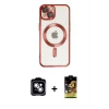 iPhone 14 Kılıf Nova Işık Özel Seri - Siyah Buffer Cam Ekran Koruyucu + PVD Metal Kamera Lens - GS