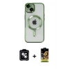 iPhone 14 Kılıf Nova Işık Özel Seri - Siyah Buffer Cam Ekran Koruyucu + PVD Metal Kamera Lens - GS