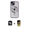 iPhone 14 Kılıf Nova Işık Özel Seri - Siyah Buffer Cam Ekran Koruyucu + PVD Metal Kamera Lens - GS