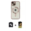 iPhone 14 Kılıf Nova Işık Özel Seri - Siyah Buffer Cam Ekran Koruyucu + PVD Metal Kamera Lens - GS