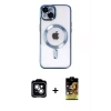 iPhone 14 Kılıf Nova Işık Özel Seri - Siyah Buffer Cam Ekran Koruyucu + PVD Metal Kamera Lens - GS