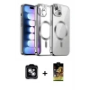 iPhone 14 Kılıf Nova Işık Özel Seri - Siyah Buffer Cam Ekran Koruyucu + PVD Metal Kamera Lens - GS