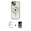 iPhone 14 Kılıf Nova Işık Özel Seri - Siyah Buffer Hayalet Cam Ekran Koruyucu + Shine Kamera Lens - MI