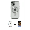 iPhone 14 Kılıf Nova Işık Özel Seri - Siyah Buffer Hayalet Cam Ekran Koruyucu + Shine Kamera Lens - MI