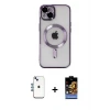 iPhone 14 Kılıf Nova Işık Özel Seri - Siyah Buffer Hayalet Cam Ekran Koruyucu + Shine Kamera Lens - MI