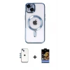 iPhone 14 Kılıf Nova Işık Özel Seri - Siyah Buffer Hayalet Cam Ekran Koruyucu + Shine Kamera Lens - MI