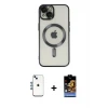 iPhone 14 Kılıf Nova Işık Özel Seri - Siyah Buffer Hayalet Cam Ekran Koruyucu + Shine Kamera Lens - MI