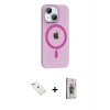 iPhone 14 Kılıf Pusula Form Özel Seri - Siyah Bilvis 3D Cam Ekran Koruyucu + Diamond Kamera Lens - SABE