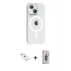 iPhone 14 Kılıf Pusula Form Özel Seri - Siyah Bilvis 3D Cam Ekran Koruyucu + Diamond Kamera Lens - SABE