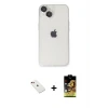 iPhone 14 Kılıf Ufuk Minimal Özel Seri - Siyah Buffer Cam Ekran Koruyucu + Diamond Kamera Lens - KI