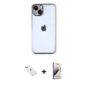 iPhone 14 Kılıf Vadi Minimal - Siyah Bilvis 3D Mat Cam Ekran Koruyucu + Diamond Kamera Lens - KI