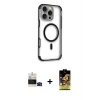 iPhone 14 Pro Max Kılıf Eksen Klasik Koleksiyonu - Siyah Buffer Cam Ekran Koruyucu + Bilvis Titan Kamera Lens - SH