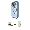 iPhone 14 Pro Max Kılıf Kıvılcım Modern Koleksiyonu - Şeffaf Pasifik Cam Ekran Koruyucu + Bilvis Titan Kamera Lens - GD