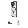iPhone 14 Pro Max Kılıf Kıvılcım Modern Koleksiyonu - Şeffaf Pasifik Cam Ekran Koruyucu + Bilvis Titan Kamera Lens - GD