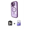 iPhone 14 Pro Max Kılıf Kıvılcım Modern Koleksiyonu - Siyah Bilvis 5in1 5D Magic Hayalet Cam Ekran Koruyucu + PVD Metal Kamera Lens - TU