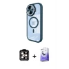 iPhone 14 Pro Max Kılıf Kıvılcım Modern Koleksiyonu - Siyah Bilvis 5in1 5D Magic Hayalet Cam Ekran Koruyucu + PVD Metal Kamera Lens - TU