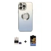 iPhone 14 Pro Max Kılıf Kutup Yansıma Özel Seri - Siyah Buffer Hayalet Cam Ekran Koruyucu + Bilvis Titan Kamera Lens - DNMR