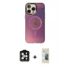 iPhone 14 Pro Max Kılıf Siluet Modern Koleksiyonu - Siyah 6D Mat Seramik Hayalet Nano Ekran Koruyucu + PVD Metal Kamera Lens - TU