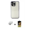 iPhone 14 Pro Max Kılıf Vadi Minimal - Siyah Buffer Cam Ekran Koruyucu + Band Metal Kamera Lens - GS
