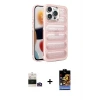 iPhone 14 Pro Max Kılıf Yadigar Doku Özel Seri - Siyah Buffer Hayalet Cam Ekran Koruyucu + Bilvis Titan Kamera Lens - GD